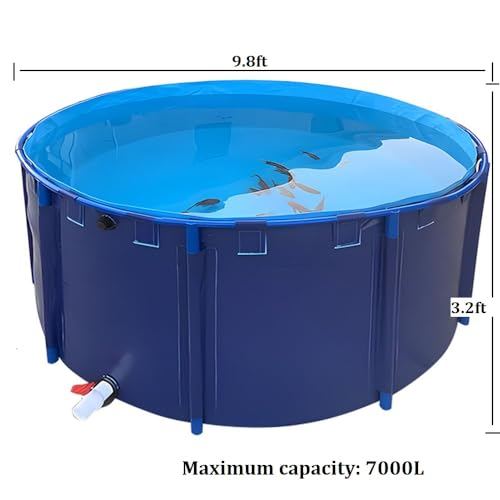 WANLIAN Pool Above Ground Canvas Fish Pond Circular Thickening Pool Large Collapsible Outdoors Tarpaulin for Koi Culture Agricultural Irrigation Water Storage Tank,Easy to Install(Belt Frame)(3 * 1) - style: 3*1