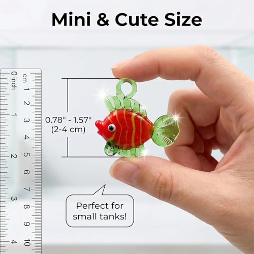 Hand Blown Glass Fish Figurines with Floats, Set of 3 Small Tropical Sea Animal Decor (A) - color: Multi-colour -a