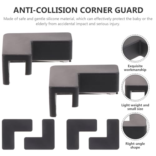 Alasum 6pcs Silicone Corner Protectors for Aquarium and Pet Carrier, Medium Black Anti-Collision Bumpers, Flexible Edge Guards for Babyproofing Furniture and Table Safety