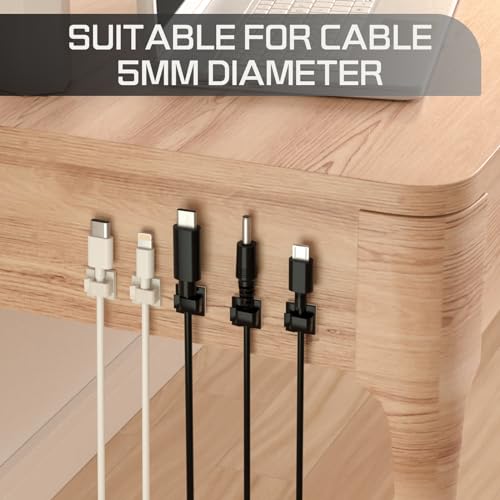 100PCS Cable Clips, Adhesive Wire Clips Strong Cord Clips Wire Holders, Cable Management Clips for Desk, Wall, Car, TV, Ethernet Cable (Black, Small) - color: Black, size: Small