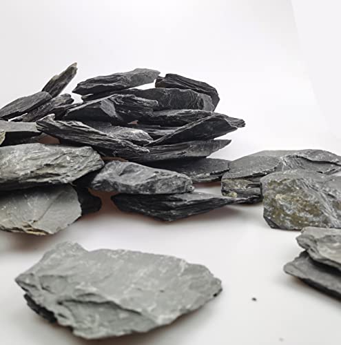 Voulosimi Natural Slate Rocks PH Neutral Stone Perfect Rocks for Aquariums, Landscaping Model,Tank Decoration,Amphibian Enclosures (3.5 LB, 5-7 inch) - color: 3.5 LB, size: 5-7 inch