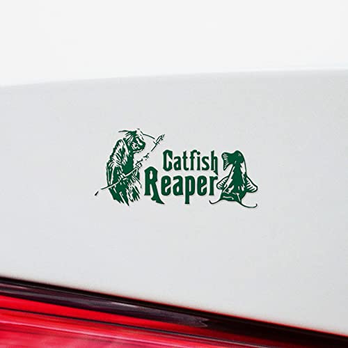 2 Pcs - No Background Decal Stickers of Catfish Reaper Fishing #2 (Green) Premium Waterproof Vinyl Decal Stickers for Laptop Phone Accessory Helmet Car Window Mug Tuber Cup Door NVCSKUS570832GR090622 - color: Green, size: 6.8'' x 3.3''