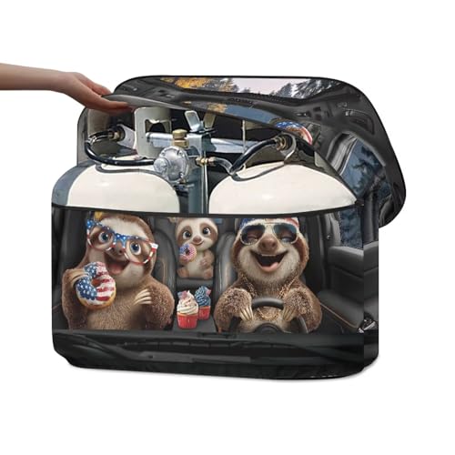 American Funny Sloth 20lb RV Propane Tank Cover Travel Trailer Propane Tank Cover Replacement Covers for RV/Trailer/Camper, RV Parts RV Accessories - color: American Funny Sloth, size: S(20LB)