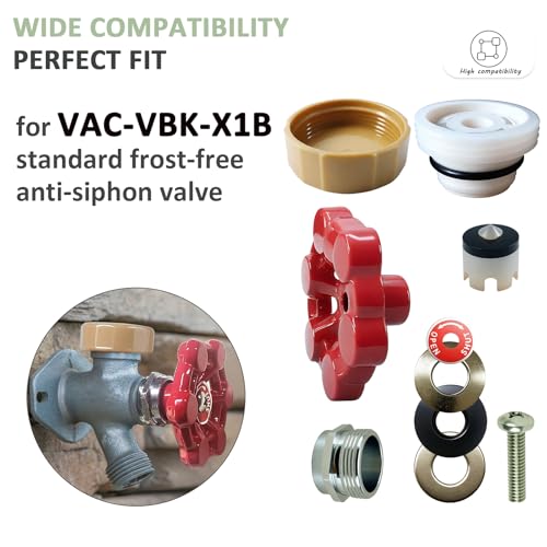 Outdoor Faucet Repair Kit,ASSE 1019-A Water Hose of Home Improvement,Anti-Siphon Frostproof Faucet Valve Hose Faucet Fitting Repair Kit for VACVBKX1B Vacuum Breaker,Metal Handle - style: 1 Pack Wall Hydrant Complete Replacement Kit