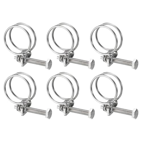 uxcell 6Pcs Double Wire Hose Clamp, 36-40mm Adjustable Stainless Steel Wire Hose Clips with M8 Bolt for Dust Collection Hose, Pump Hose Pipe - size: 36-40mm