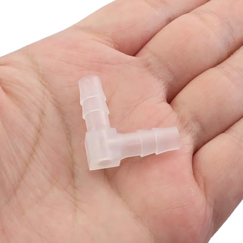 6PCS L Type Hose Plastic Elbow 1/4 inch 90 Degree Barbed Fitting PP Equal Hose Adaptor Transparent Colour Tongbao Tower Spout Fish Tank Connector Tube For Aquariums