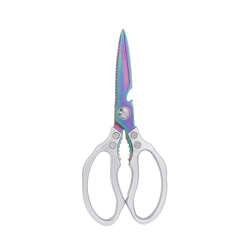 AWinjoy Heavy Duty Sharp Kitchen Scissors, Dishwasher Safe, Cooking Shears for Meat, Chicken, Fish, Poultry, Herb, Bread (Silver Color) - color: Silver Color