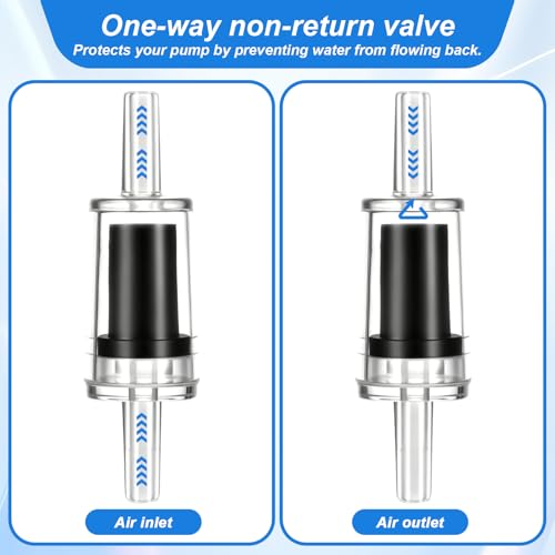 Psyqtsuary Aquarium Air Pump Accessories, 12 Pcs One Way Check Valve Aquarium Plastic Aquarium Air Valve for Fish Tank 3/16" Aquariums Tubing (6 Check Valves +6 Control Valves) (Black)