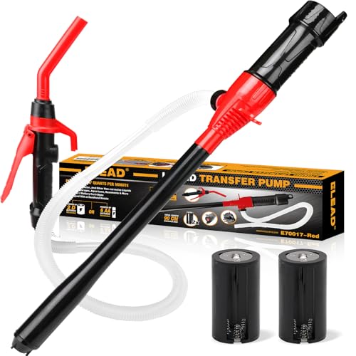 ELEAD Portable Battery Powered Pump - Red Electric Fuel/Water Transfer Pump 2.4 GPM, Liquid Siphon Pump with Adjustable Flow Control, Gas Pump with Filter Design, Gas Can Pump Ideal - size: Portable Battery Powered Siphon Pump