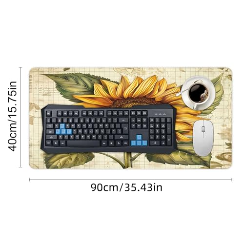 XXL Gaming Mouse Pad Sunflower Vintage Flower XXL Gaming Mouse Pad Large Desk Mat Protector for Desktop, Anti-Slip Rubber Extended Computer Keyboard Mat Writing Pad, 15.7 * 35.4 in,B-1482 - color: B-1482, size: 15.7*35.4 In