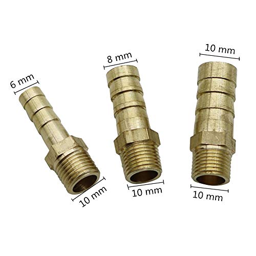 Leakproof Hose Fittings Brass 1/8" Female/Male Thread To 6/8/10mm Pagoda Connector Aquarium Adapter Water Hose Connector Gas Soft Tube (Color : Grey)
