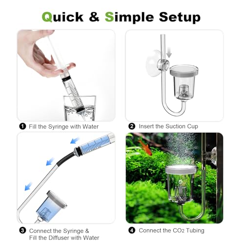 FZONE Acrylic Aquarium CO₂ Diffuser with Built-in Check Valve & Bubble Counter, Syringe & Suction Cup – Fine Bubble CO₂ Delivery for Planted Tanks (M-25mm) - size: M-25mm