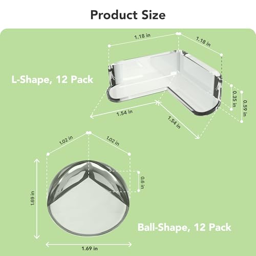 20 Pack Corner Guards Corner Protectors for Baby, Clear Furniture Corner & Edge Safety Bumpers for Table Edges & Sharp Corners - Baby Proofing Moonybaby (L- Shaped & Round Shape) - size: 20pcs L&R Shape(L*10+R*10)