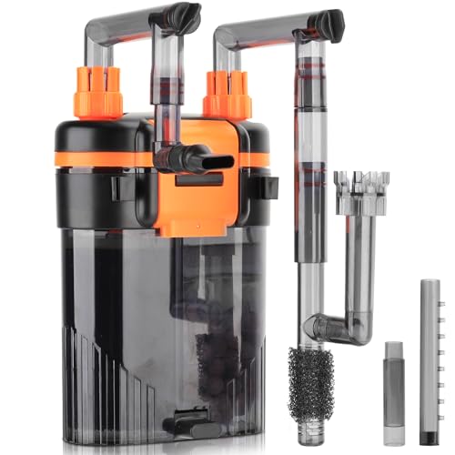 hygger External Hang-On-Back Canister Aquarium Filter,Quiet Fish Tank Filter with 3-Stage Filtration,Anti-Dry Burn Motor,Adjustable Flow,Oil Skimmer,Duckbill Nozzle,Shower Spray Bar (7W,20-40 gal) - size: 7W,20 - 40 gal