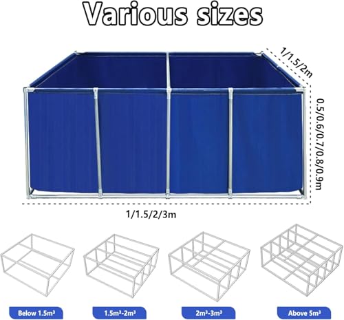 Large Outdoor Fish Holding Tank with Drain Valve, Canvas Fish Pond.Large Outdoor Fish Holding Tank - Above Ground PVC Pool for Koi, Turtles & Aquatic Life with Durable Steel Frame & Canvas L - color: Black, size: 3×3×0.7m(9.8×9.8×2.3ft)