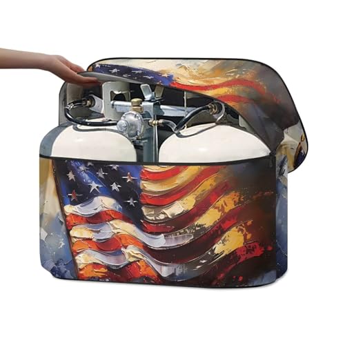 American FlagRV Propane Tank Cover for Travel Trailer Dustproof Propane Tank Cover Double 20lb Camper Propane Tank Cover Weather Resistant Gas Cylinder Cover - color: American Flag, size: Small-Double 20LB