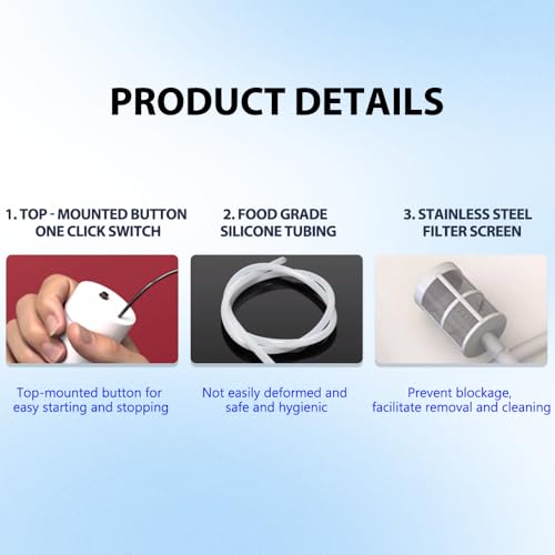 Portable Food Grade USB Electric Auto-Siphon self priming Pump for bottling Home Brew Wine,Beer,Beverages and Kombucha,DC 5v Mini water Transfer Pump Kit,2LPM No Mess Leak,6.5FT hose,Low Noise - color: White Top-Switch