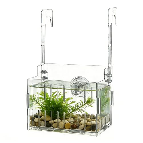 Transparent Aquarium Plant Hanging Rack - Acrylic Top-Mounted Plant Holder | Height Adjustable Double-Hook Hydroponic Planter | for Fish Tank Flower Pot, Aquarium Decorative Accessories - size: Single cell