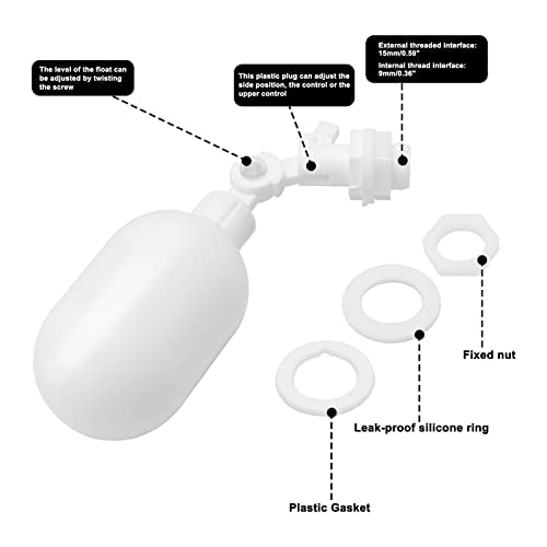 3/8inch Tube Float Ball Valve Water Level Control, Adjustable Plastic Water Purifiers Float Valve Kit for Tank Aquariums Aquaculture (Top Install) - style: Top Install