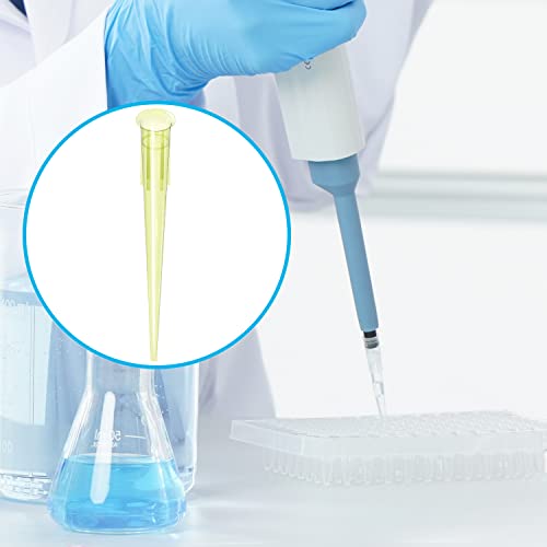 ONiLAB Pipette Tips 200 UL 1000 PCS Clear Yellow Laboratory Universal Plastic Liquid Pipettor Tips Polypropylene (PP) Autoclavable, 200uL(1000PCS) - size: 200uL(1000PCS)