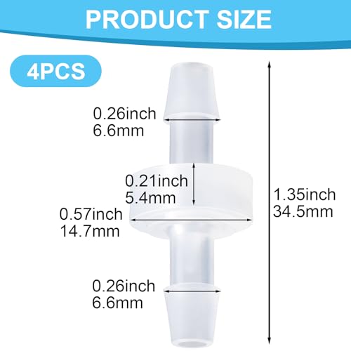 4 Packs 1/4 Inch Check Valve, PVDF Plastic One Way Inline Hose Barb, Non Return Ozone Resistance Water Stops Check Valve for Air Intake Feed, Fuel, Liquid -White