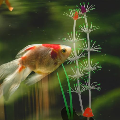 Cabilock Lifelike Simulated Water Grass Aquarium Decor, Green Fluorescent Silicone Aquatic Plant for Fish Tank Landscape, Vivid Underwater Artificial Plant Accessory