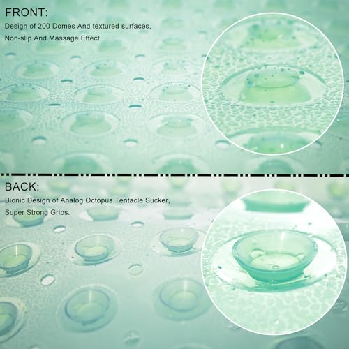 TEESHLY Bathtub Mats for Shower Tub, Extra Long Non-Slip 39 x 16 Inch Bath Mat with Drain Holes and Suction Cups, BathMat for Bathroom with Machine Washable (Clear Green) - color: Clear Green