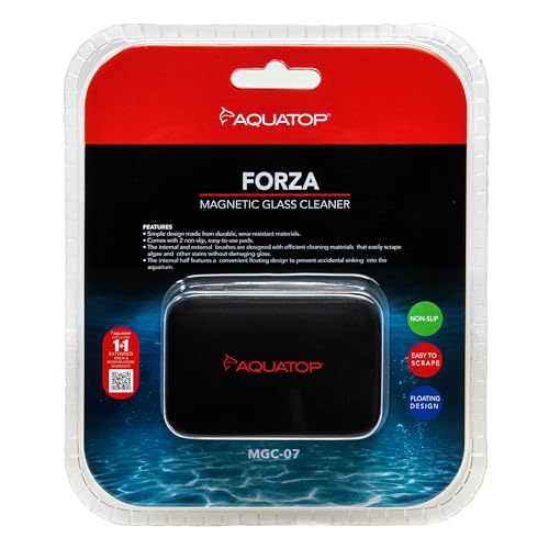 Aquatop Floating Magnetic Glass Cleaner for Fish Tanks – Non-Scratch Scrubbing Pads, Strong Magnet Grip, Easy Cleaning for Aquariums Up to 5/16″ Glass Thickness, MGC-07 - size: 5/16" Glass
