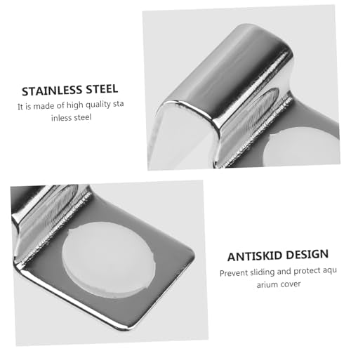 Fish Tank Accessories Aquarium Lids 4Pcs Fish Tank Glass Aquarium Cover Clip Support Holder Stainless Steel - Aquarium Accessories Universal Lid Clips 5mm Glass Tank Aquarium Lid - size: 2.1x1.5cm
