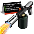 Powerful Propane Torch Gun, Flame Thrower Gun, Blow Torch Gun with Safety Lock, One-Touch Max Flame up to 3272°F/1800°C, Adjustable Fire Starter for Grill, Charcoal, Fire Pit, Fireplace, BBQ, Camping