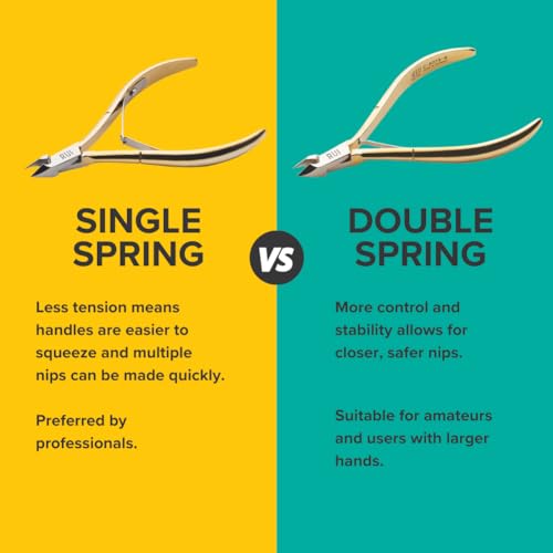 Professional Cuticle Nippers, Gold-Plated Carbon Steel, French Handle, Double Spring, 6mm Jaw (Full Jaw)