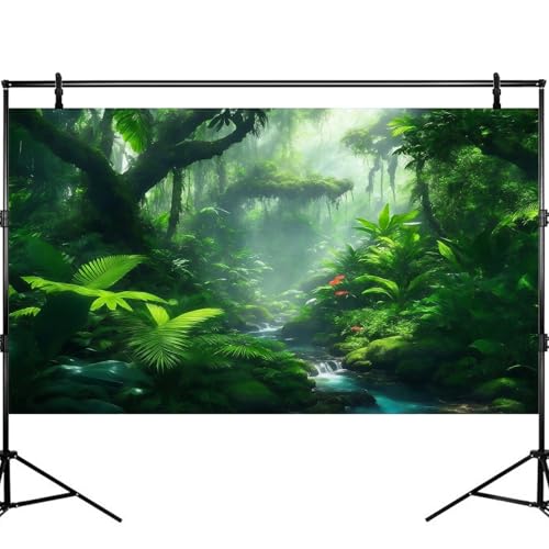 Forest Aquarium Background Tropical Jungle Rainforest Stream Fish Tank Background Lush Green Tropical Foggy Forests Waterfall Terrarium Backgrounds Jungle Forest Reptile Tank Backgrounds 24x12in - color: Foggy Green, size: 24(W)x12(H)inches/ 60(W)*30cm(H)