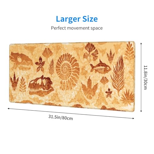 Retro Fossils Mouse Pad XL Large Mousepad Non Slip Rubber Base Desk Mat for Laptop Computer Gaming 31.5" X 12" - color: Retro Fossils