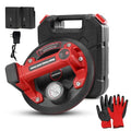 DEWINNER 8" Electric Vacuum Suction Cup with Pressure Gauge,Heavy Duty Glass Lifter,Industrial Strength Suction Cup,Auto Start Pump for Glass,Granite,Tile,Metal,300KG/660LBS Load Capacity - color: Red2 with 2 batteries