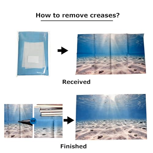 Aquarium Background & Double-Sided Sponge Cleaning Brush, 24x12 Inch Undersea Polyester Cloth Decor for Fish Tank, Blue Ocean Aquatic Themed Decorations Backdrop - size: 24x12in