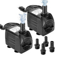 GROWNEER 2 Packs 550GPH Submersible Pump 30W Ultra Quiet Fountain Water Pump, 2000L/H, with 7.2ft High Lift, 3 Nozzles for Aquarium, Fish Tank, Pond, Hydroponics, Statuary - size: 550 GPH 2 Pack