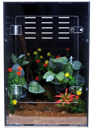 Reptile Enclosure for Crested Gecko – 12x12x18 Acrylic Reptile Tank for Gecko, Snake, and Lizard – PVC Terrarium for Small Pets - size: 12"12"18"
