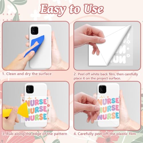 Peacoblue 18 Sheets Rub on Transfers for Crafts, Nurses' Day Text 3.6"x3.9" UV DTF Cup Wraps Waterproof Cold Transfers Stickers for Wood Glass Metal Cup Tumblers Mirrors Mugs Home Decor - style: Nurses' Day Text