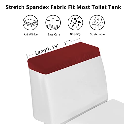 Toilet Tank Lid Cover, Bathroom Stretch Washable Spandex Toilet Tank Protector Cover with Elastic Bottom, Burgundy - color: Burgundy