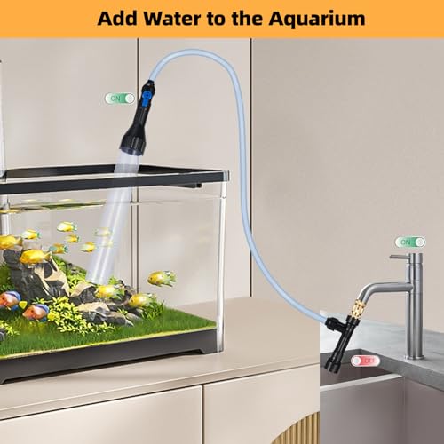 DXOPHIEX Gravel Vacuum for Aquarium Fish Tank Siphon Aquarium Water Changer with Three Metal Faucet Adapter and Long Hose 30 Feet - size: 30FT