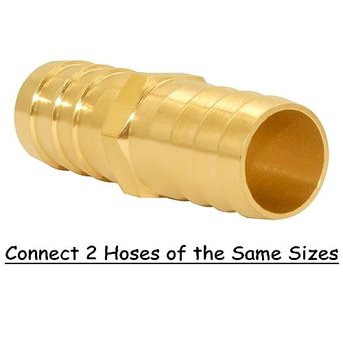 Uenede 8PCS Brass 3/4"OD Barb Splicer Mender Hose Barb Fitting Straight 2-Way Union Garden Hose Repair Fittings for Water/Oil/Gas - size: 3/4" Barb, style: Straight (2 Way)