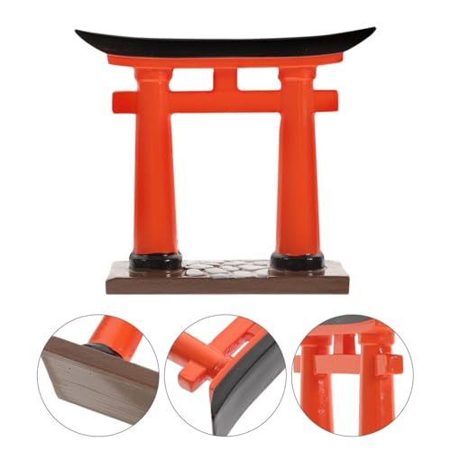 Amosfun Mini Torii Gate Aquarium Ornament Japanese Style Fish Tank Decor Zen Garden Micro Landscape Prop 3.54X0.78X3.14 Inch Lightweight Durable