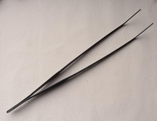 15 Inch Black Curved Aquarium Tweezers Stainless Steel Large with Carbonation Protection Coating Against Rust Long Reptiles Feeding Tongs for Aquatic Plants Lizards