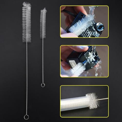 2Pcs Stainless Steel Aquarium Cleaning Brushes Wall Hook Design Flexible Tube Scrubber for Filter Pump Fish Tank