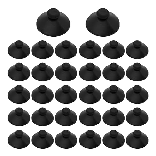 32PCS 20mm Dia Black Aquarium Suction Cup Clips, Soft Rubber Fish Tank Attachments for Pump Lines, Overhead Tube Organization and Aeration Setup - size: 32PCS 20mm