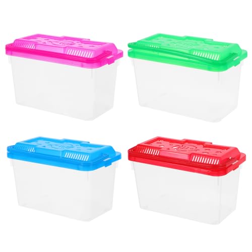 TOYANDONA 4pcs Mini Plastic Aquarium Breeding Box with Handle Fish Tank for Turtles and Small Pets Portable Transparent Container for Easy Viewing and Transport