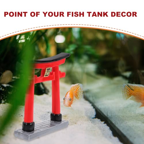 POPETPOP Japanese Torii Gate Aquarium Decor Statue Chinese Miniature Zen Garden Accessories Bonsai Mini Shinto Shrine Sculpture Micor Landscape Decorations Fish Tank Ornaments