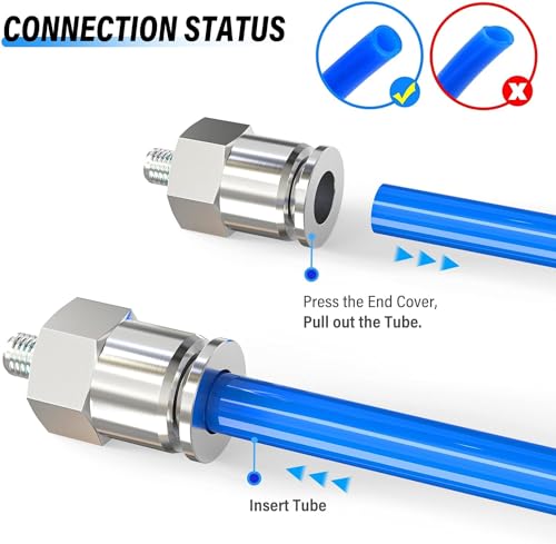 TAILONZ PNEUMATIC 304 Stainless Steel Male Straight 6MM Tube OD x 10-32 Inch UNF Thread Push to Connect Fittings PC6-U10 (Pack of 2) - size: 6mm OD X UNF10-32