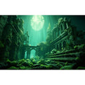 Underwater Aquarium Background Undersea Roman Building with Plants Around Seabed Fish Tank Background Underwater Building Stone with Moss Terrarium Background Undersea Aquarium Backdrop 24x16in - color: Ocean Green, size: 24(W)x16(H)in