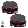 M METERXITY 2 Pack Display Stand, Brown Wooden Stands for Display, Stable Round Base Stand Decor for Fishbowl Planter [Rotation, 2.76'' x 1.34''] - size: 2.76'' Top Diameter